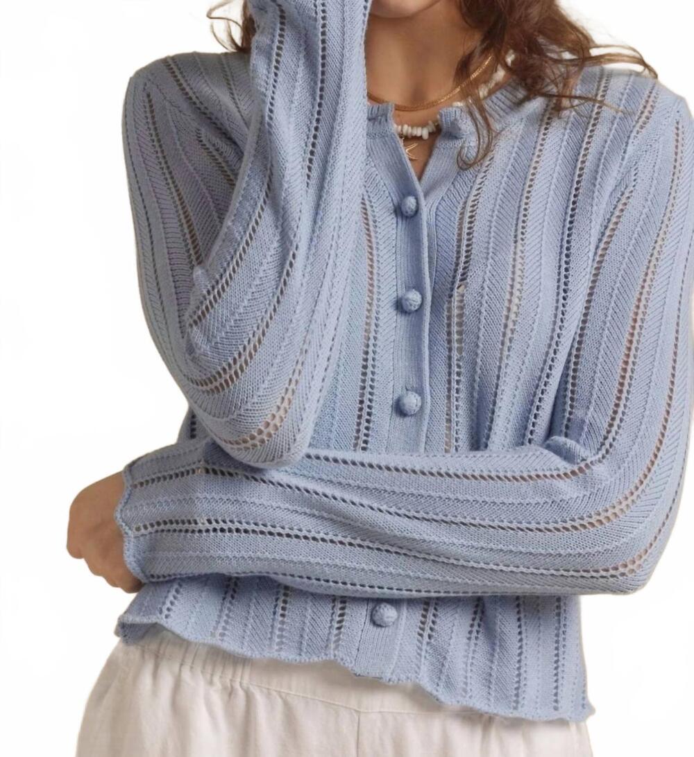 NEW 27 MILES MALIBU elody cotton pointelled cardigan in sky